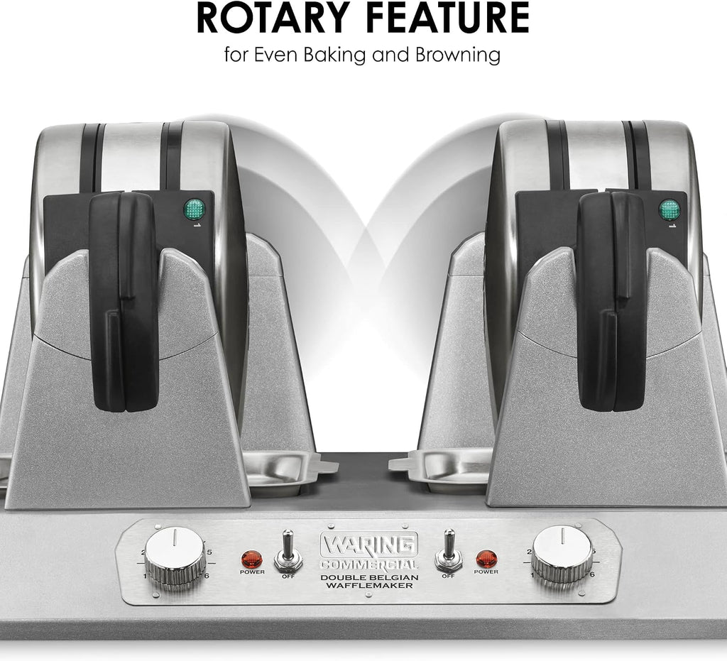 Waring Commercial Belgian Waffle Maker, 120 Waffles Per Hour, Side-by-Side Vertical Design, Rotary Feature for Even Baking, Triple-Coated Nonstick Plates, NSF Certified, WW300BX