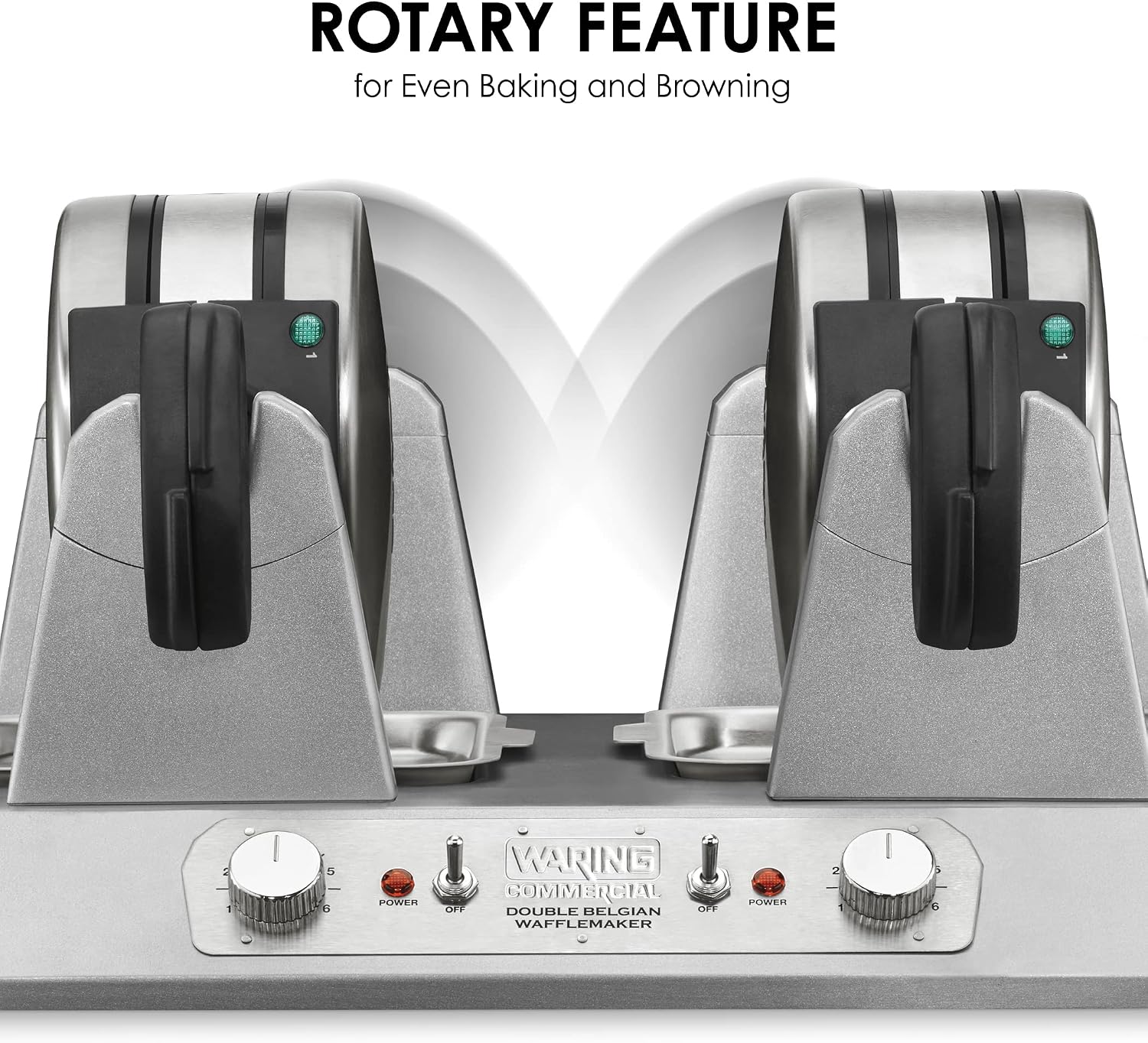 Waring Commercial Belgian Waffle Maker, 120 Waffles Per Hour, Side-by-Side Vertical Design, Rotary Feature for Even Baking, Triple-Coated Nonstick Plates, NSF Certified, WW300BX