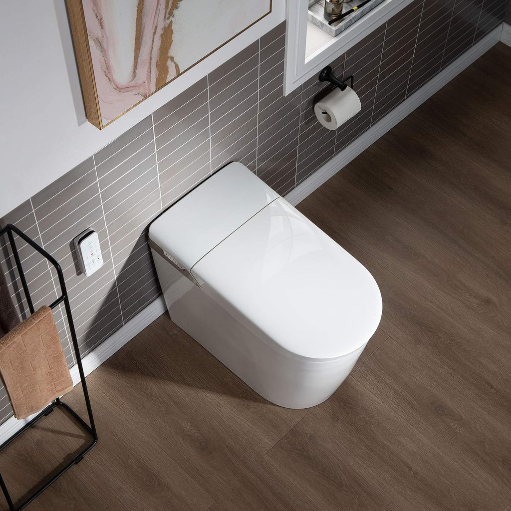 WOODBRIDGE B0980S Intelligent Smart Toilet, Auto Open & Close, Auto Flush,Heated Integrated Multi Function Remote Control, with Advance Bidet and Soft Closing Seat, White
