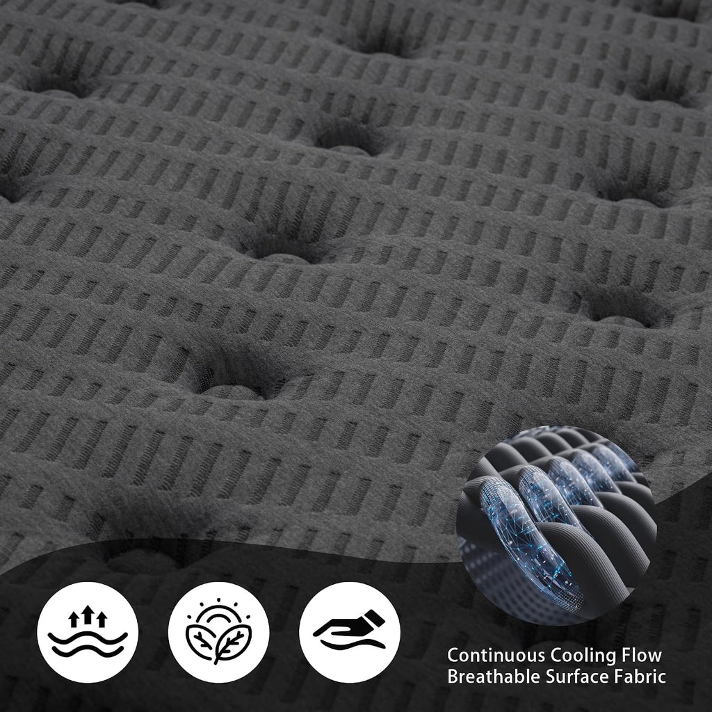 inight Full Mattress, 12 Inch Medium Firm Hybrid, Nebulign Foam & Pocket Springs, Pressure Relief for Average Weight (130-230lbs) & Combo Sleepers, Fiberglass-Free, CFR 1633 Compliant