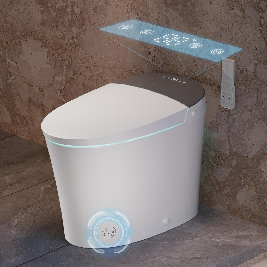 CANEST Smart Toilet with Bidet Built in, Dual-Flush 1.1/1.6GPF with 17' ADA Comfort Height Seat, 1000g MaP Flush, Bidet Toilet 12' Rough-in, Foot Sensor, Heated Seat, Remote Control, Night Light
