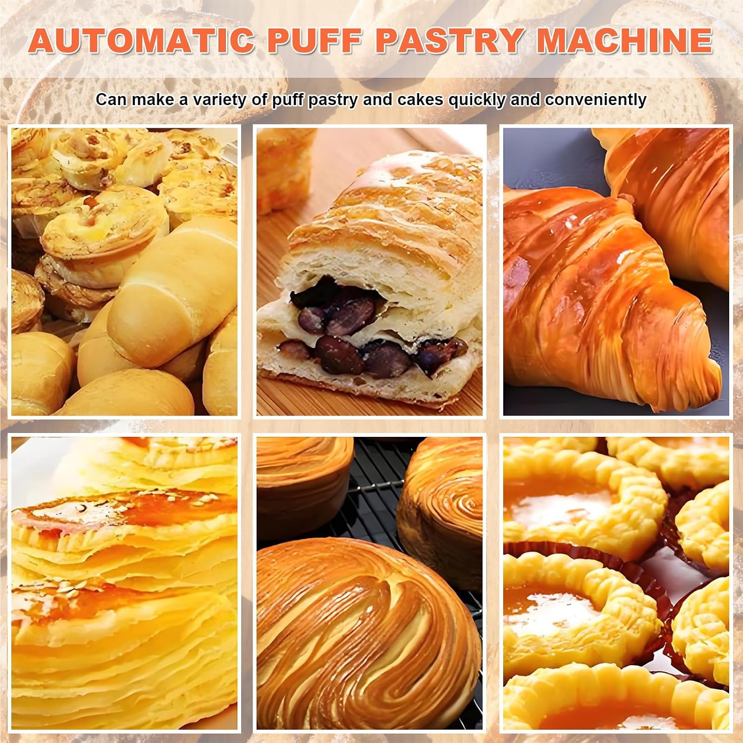 Electric Croissant Maker, Stainless Steel Folding Dough Roller with 40 x 17.7' Pressing Plate + 0.07 to 1.18' Adjustable Thickness for Puff Pastry and Fondant Pastries