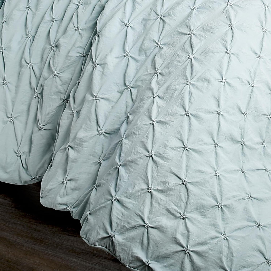 Lush Decor Ravello Pintuck Comforter Set - Luxe 5 Piece Textured Bedding Set - Traditional Glam & Farmhouse Inspired Bedroom Decor - King, Blue