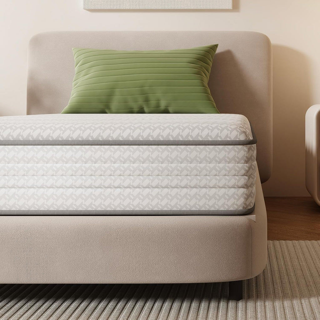 Novilla 6 Inch Twin XL Mattress, Hybrid Twin XL Size Mattresses with BioAir Comfort Foam for Pressure Relief, Medium Plush Colchones with Innerspring CertiPUR-US Certified for Kids Mattress in a Box
