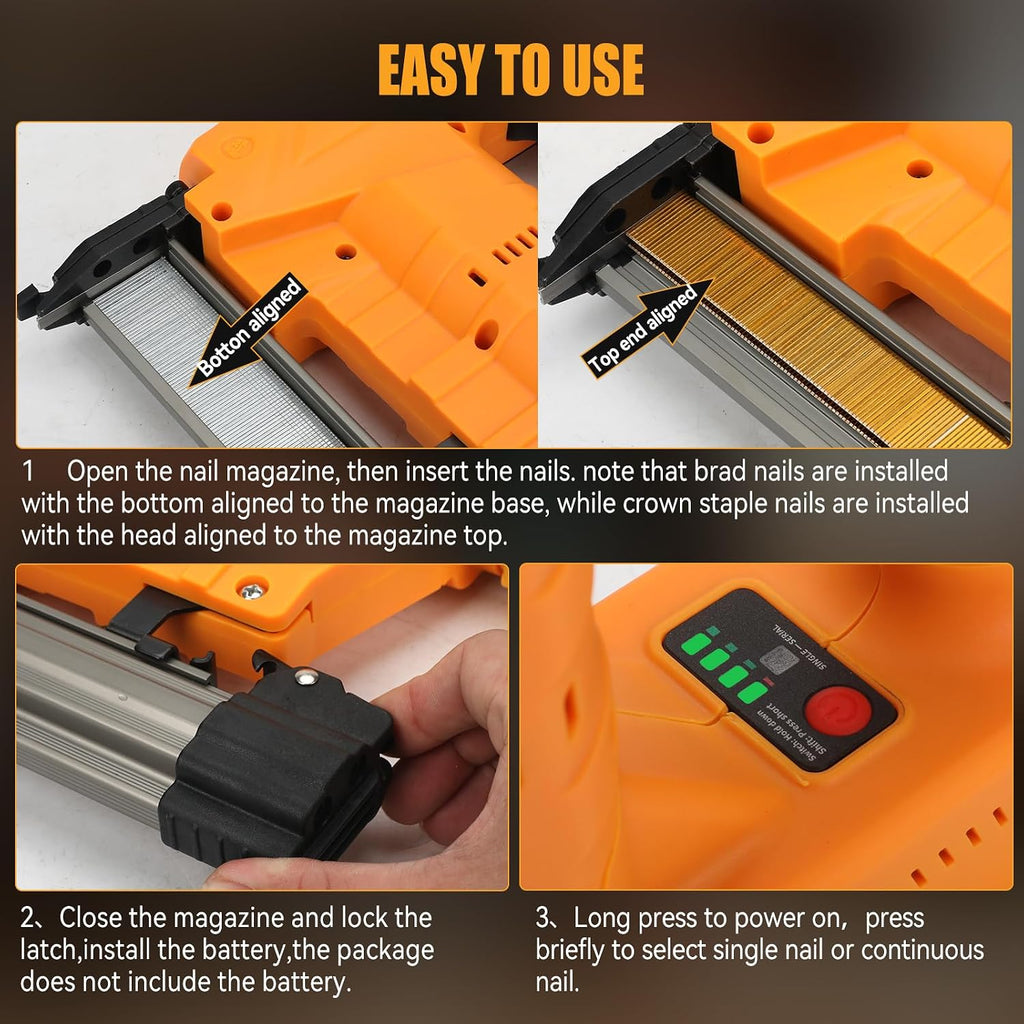 JOJOCY 18GA Cordless 2-in-1 Brad Nailer & Stapler for DeWalt 20V Battery, Powered Nail Gun with 1000 Silver Brad Nails & Gold Crown Staples, Ideal for Woodworking & Home Improvement