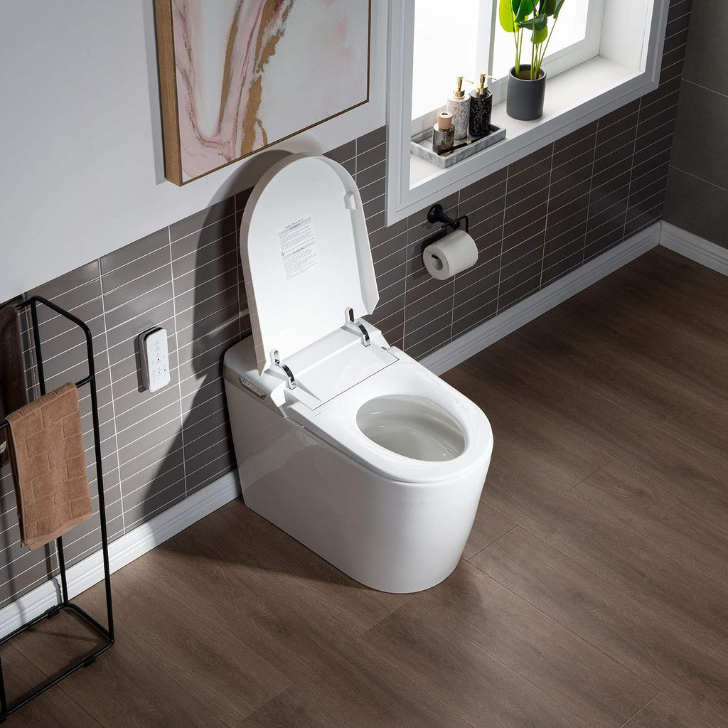 WOODBRIDGE B0980S Intelligent Smart Toilet, Auto Open & Close, Auto Flush,Heated Integrated Multi Function Remote Control, with Advance Bidet and Soft Closing Seat, White