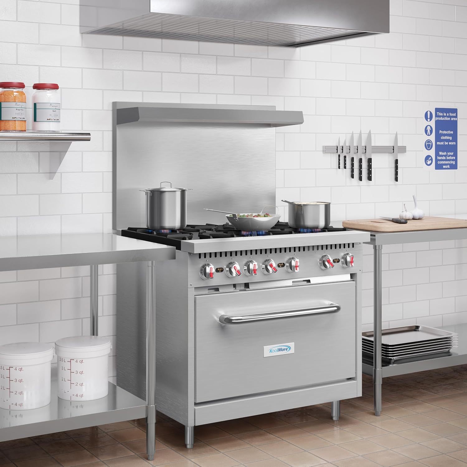 KoolMore 36 in. 6 Burner Commercial Liquid Propane Range with Oven (KM-CR36-LP)
