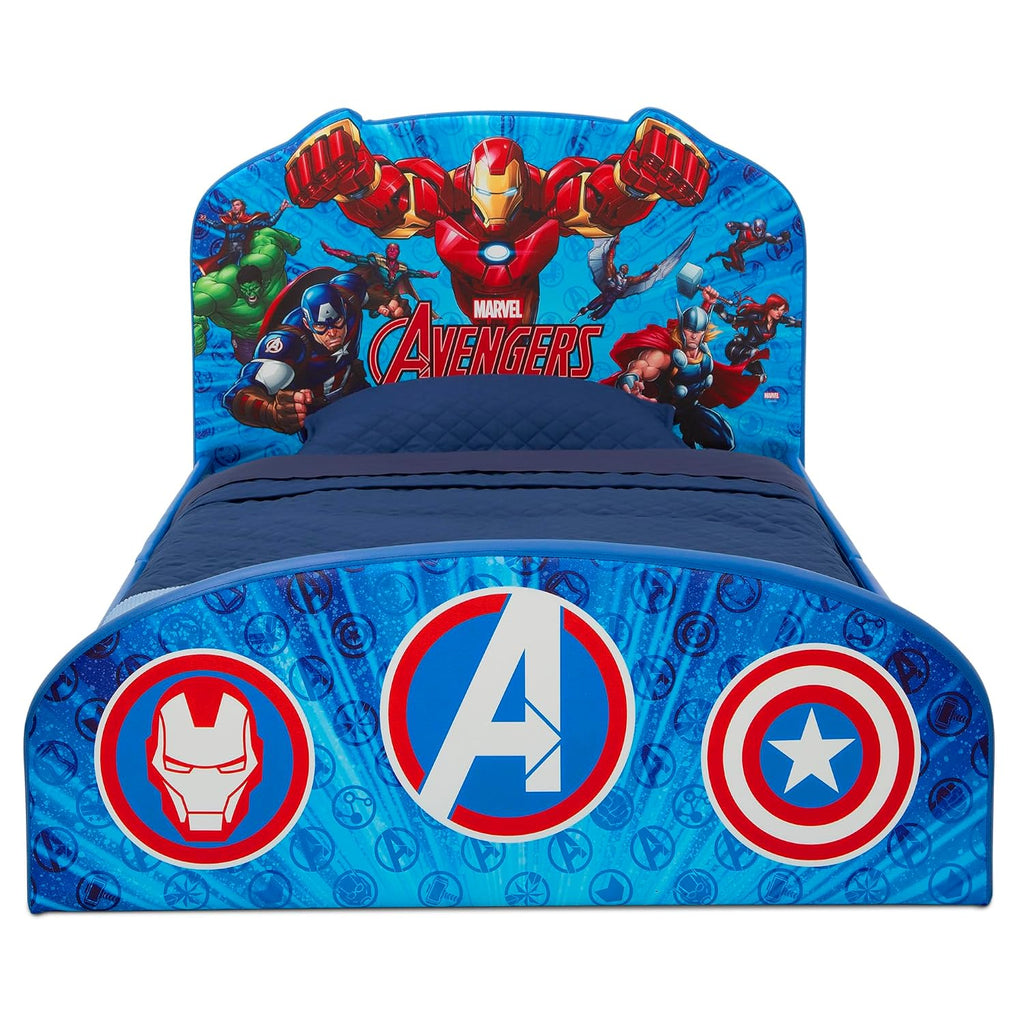 Delta Children Marvel Avengers Upholstered Twin Bed, Blue