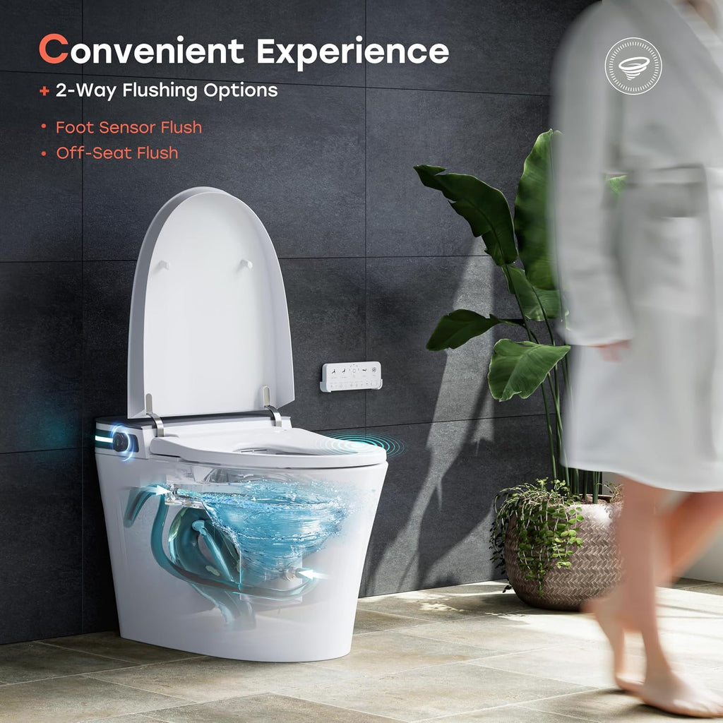 HOROW Bidet Toilet 10' Rough-in, Smart Toilet with Bidet Built-in, Instant Warm Water, Elongated Heated Seat, Dryer, Blackout Flushing and Deodorization
