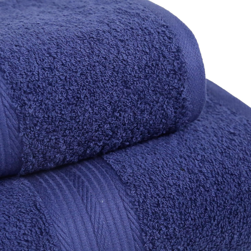 Amazon Basics 6-Piece Fade-Resistant 100% Cotton Towel Set, Soft and Absorbent, 2 BathTowels, 2 HandTowels, 2 Washcloths, Navy Blue (Pack of 6)