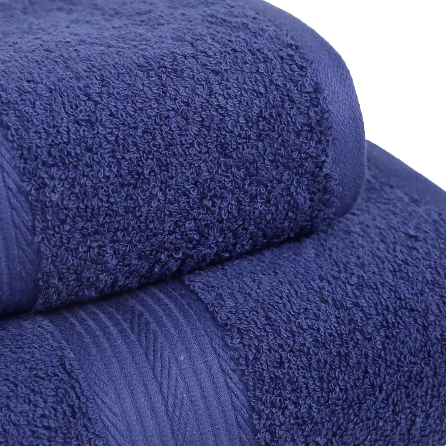 Amazon Basics 6-Piece Fade-Resistant 100% Cotton Towel Set, Soft and Absorbent, 2 BathTowels, 2 HandTowels, 2 Washcloths, Navy Blue (Pack of 6)