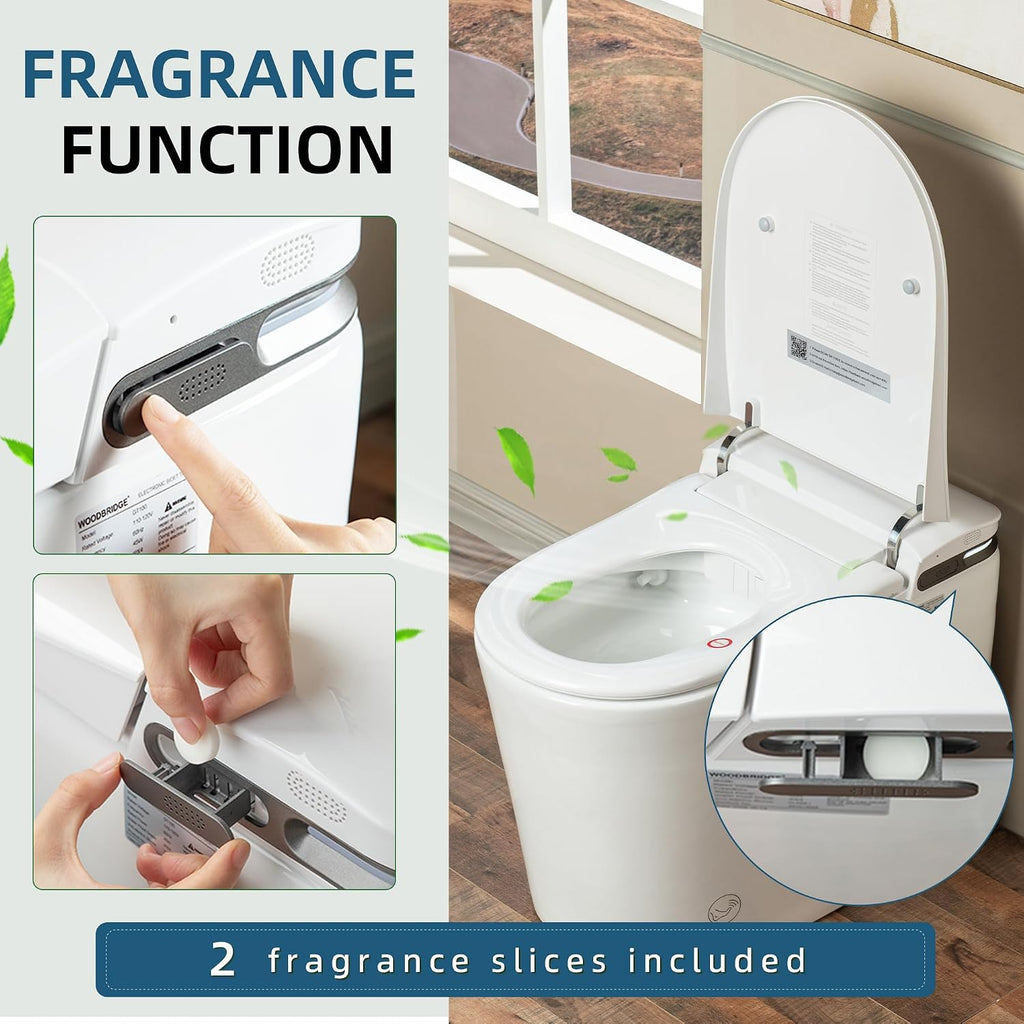 WOODBRIDGE GT100 Smart Toilet,Auto Open/Close Lid, Foot Sensor,Auto Flush, Heated Seat & Fragrance System, ADA Height, Easy Installation, without Bidet