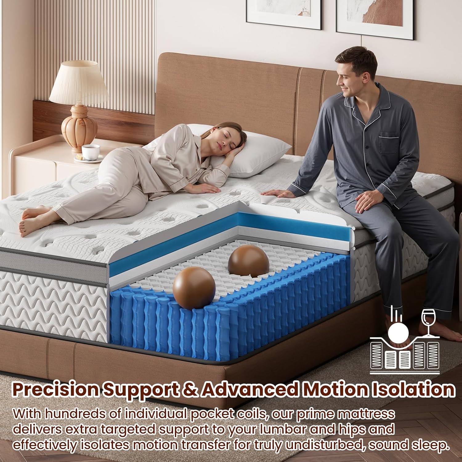 SLEEP100 Twin Mattress 10 Inch – Hybrid Mattresses for Back Pain, Extra Lumbar & Shoulder Support, Fiberglass-Free & No Odor, 365-Night Trial
