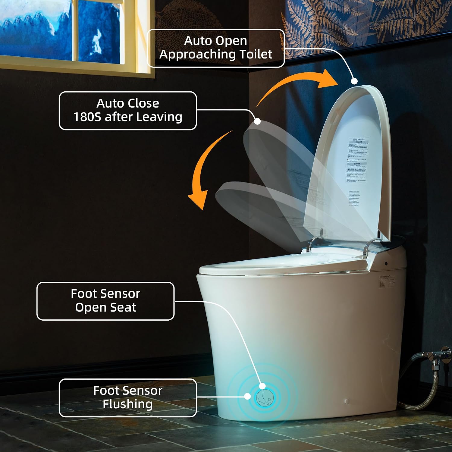 WOODBRIDGE Smart Toilet, Auto Open & Close, Auto Flush, Foot Sensor, Cleaning Foam Dispenser, Heated Seat and Chair Height Design, EBT230