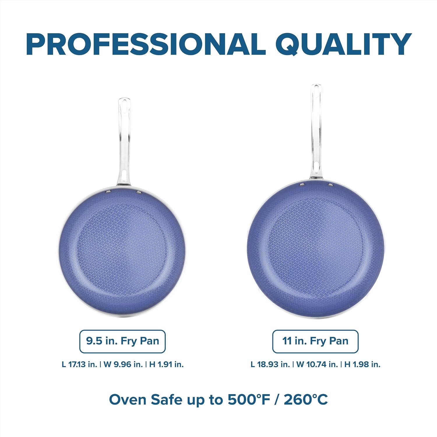 Viking Hybrid Plus 3-Ply Ceramic Nonstick Frying Pan, Made without PFAS, 2-Piece Induction Fry Pan Set, 9.5 and 11 Inch, Metal Utensil Safe, Oven Safe to 500F