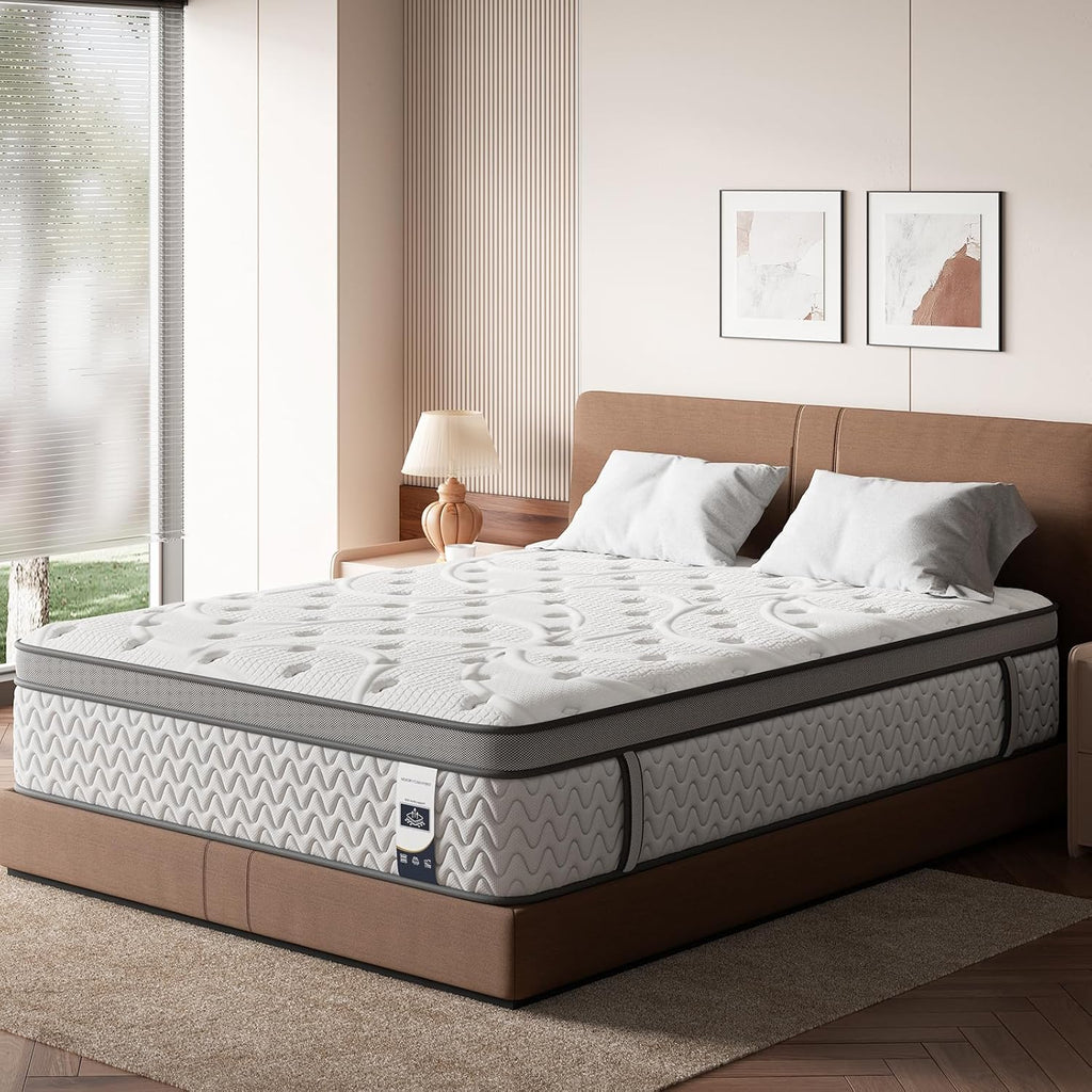 SLEEP100 King Mattress 10 Inch – Hybrid Mattresses for Back Pain, Extra Lumbar & Shoulder Support, Fiberglass-Free & No Odor, 365-Night Trial