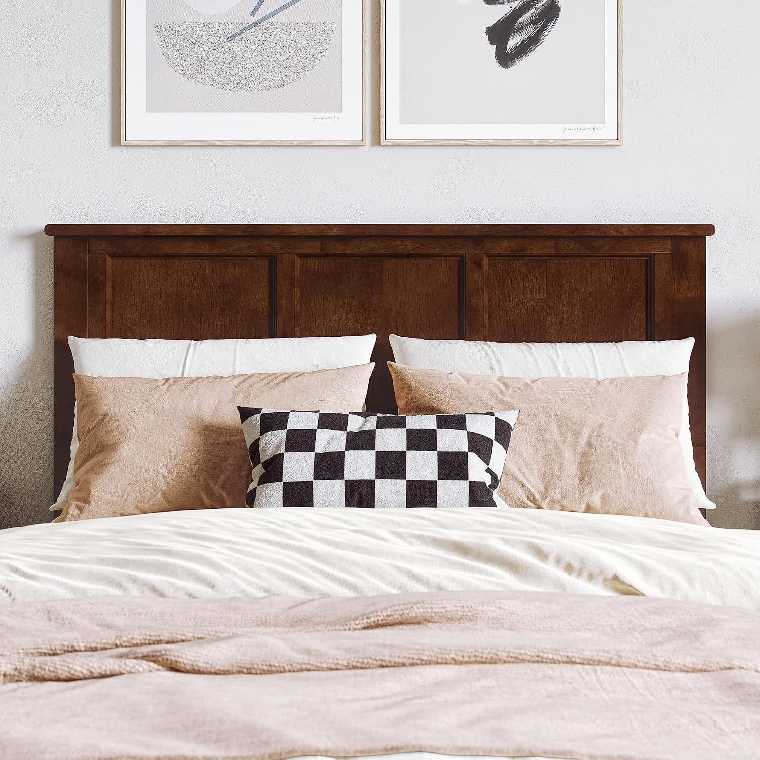 AFI, Charlotte Full Solid Wood Low Profile Platform Bed, Walnut