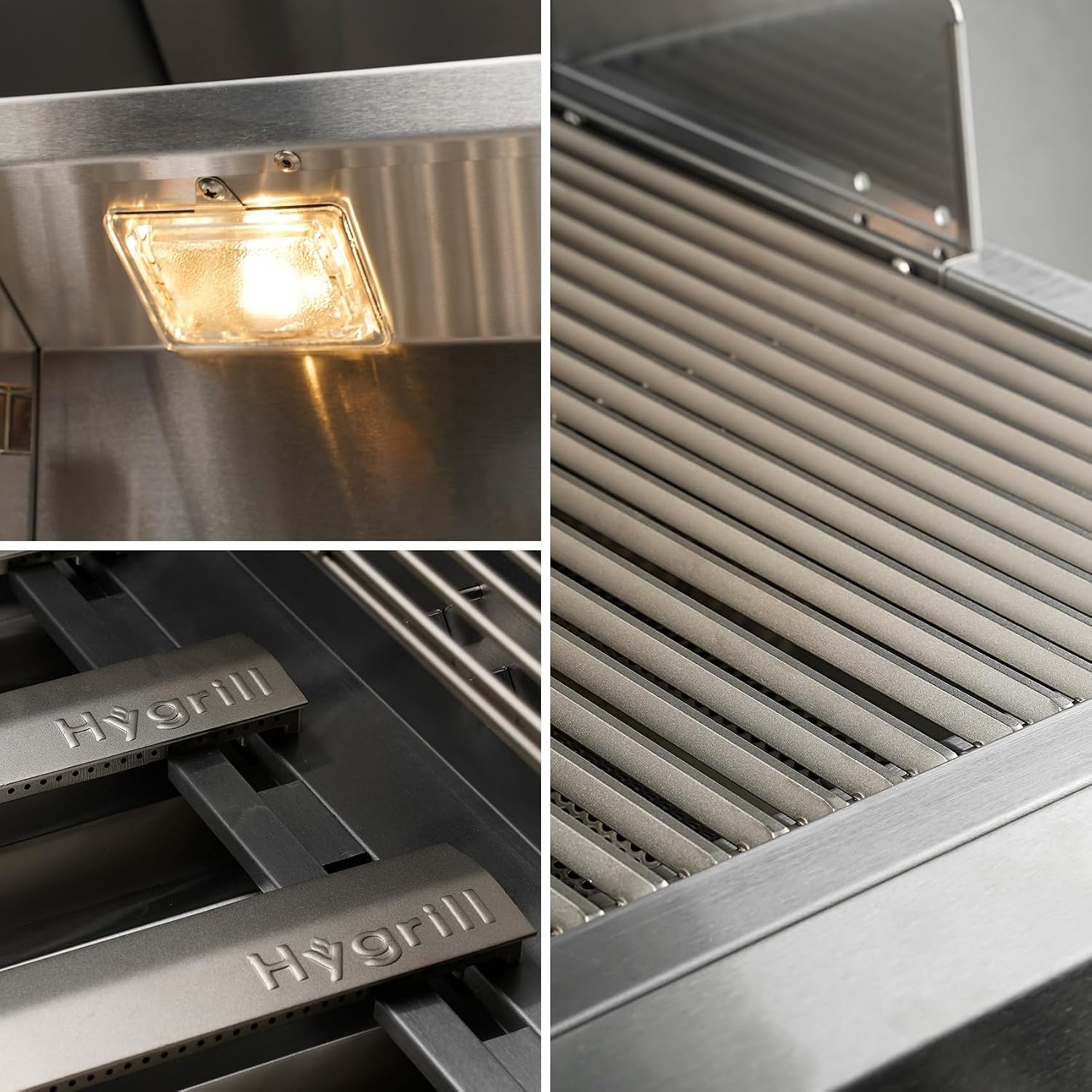 Hygrill Premium XTR 3-Burner Built In Grill, Stainless Steel Grill Head for Outdoor Kitchen with LED Lights, Liquid Propane