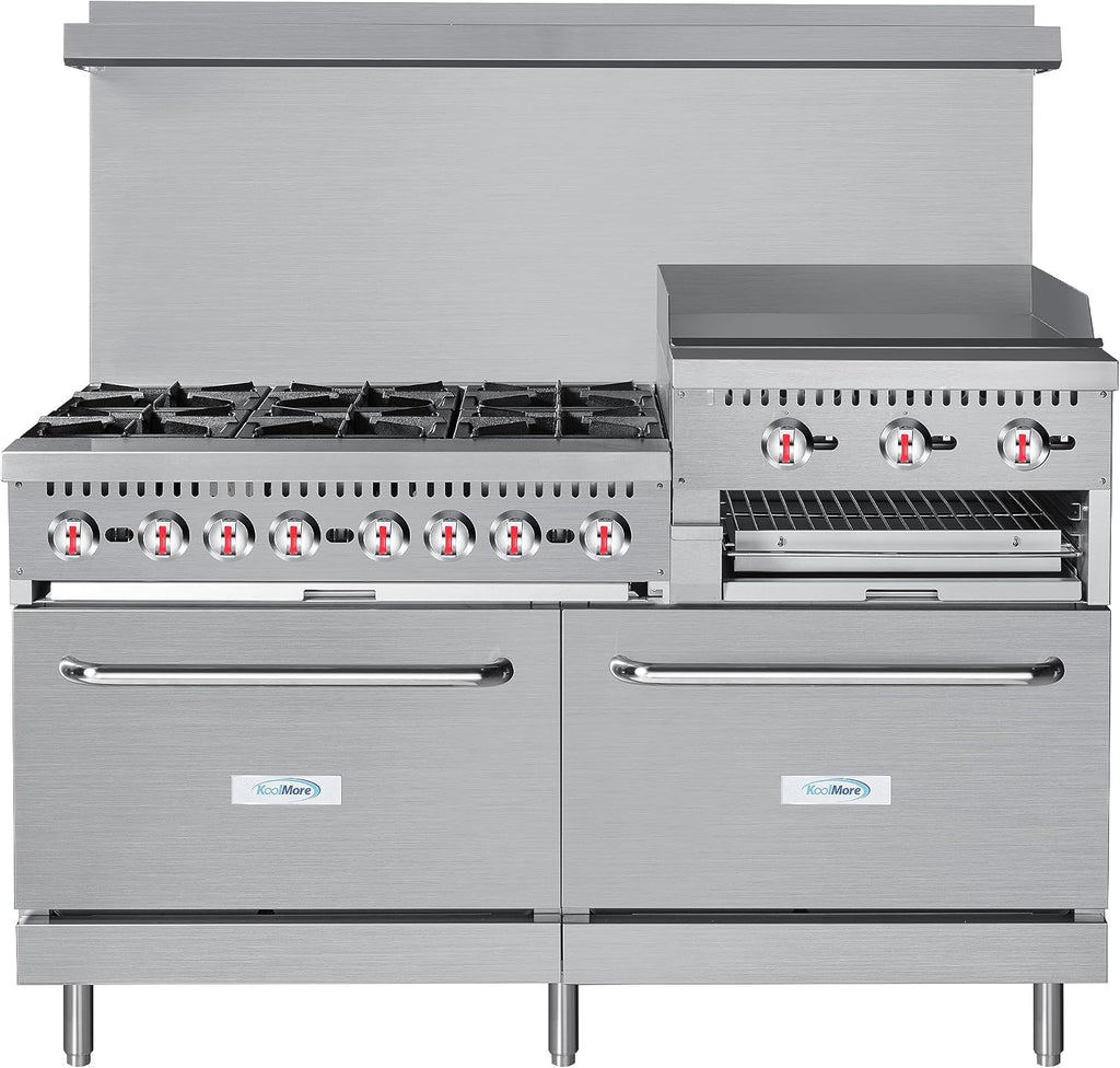 KoolMore 60 in. 6 Burner Commercial Natural Gas Range with 24 in. Griddle and Broiler (KM-CRGB60-NG)