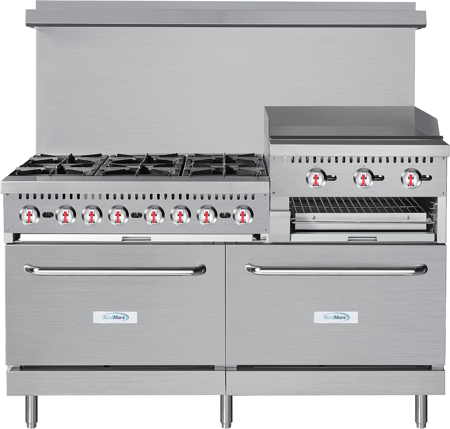 KoolMore 60 in. 6 Burner Commercial Natural Gas Range with 24 in. Griddle and Broiler (KM-CRGB60-NG)