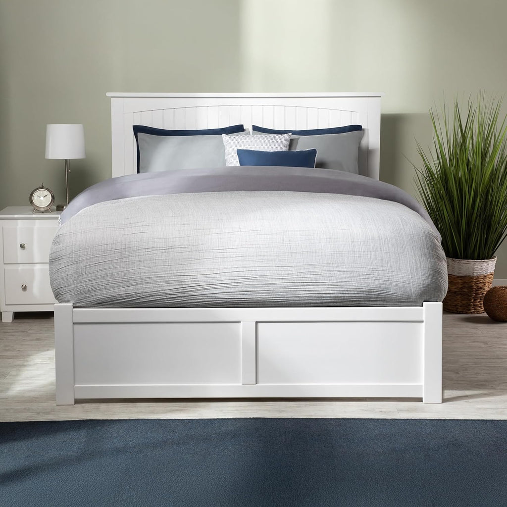 AFI, Nantucket King Platform Bed with Footboard & Storage Drawers, White