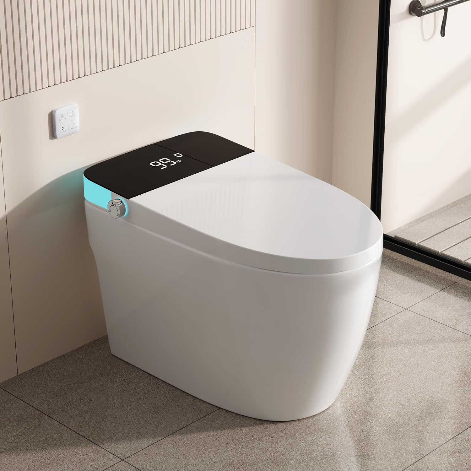 Smart Toilet with Elongated Heated Seat, Auto Flush, Manual Soft-Close Seat & Lid, Night Light, Tankless Electric Toilets for Bathroom with Siphon Dual Flush 0.8/1.2 GPF, MAP 1000g