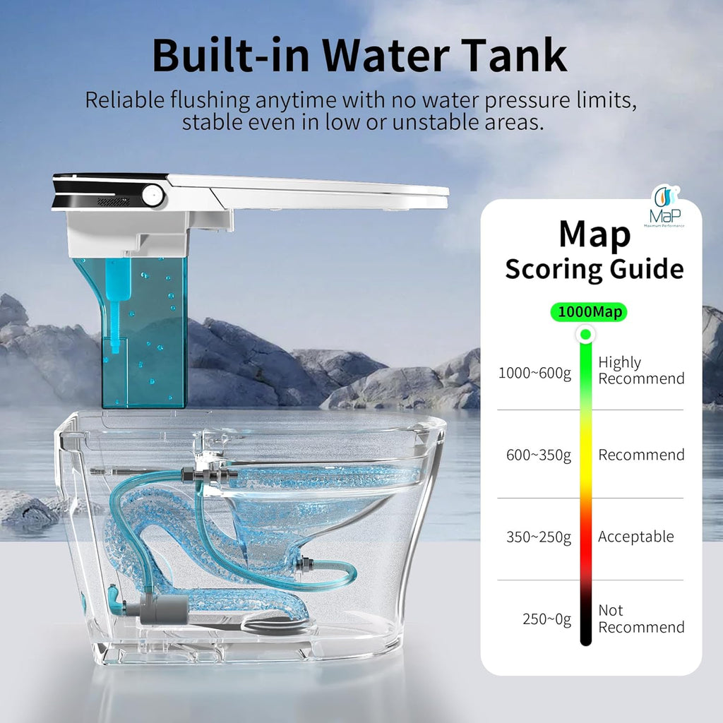 DeerValley Smart Toilet, Customizable Spa Wash, 1000g MaP Auto Flush, Pump Assisted, Foam Shield, Heated Seat, Instant Warm Water, Dryer, Deodorization, ADA Comfort Height for Modern Bathroom Upgrade