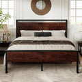 Allewie Queen Size Platform Bed Frame with Wooden Headboard and Footboard, Heavy Duty 12 Metal Slats Support, No Box Spring Needed, Under-Bed Storage, Noise Free, Easy Assembly, Mahogany