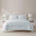 Martha Stewart - King Comforter Set, 100% Naturally Soft & Breathable Cotton Bedding, Lightweight for Year Round Comfort, 3 Piece Bed Set with Matching Pillowcases (Copper Vines Blue)
