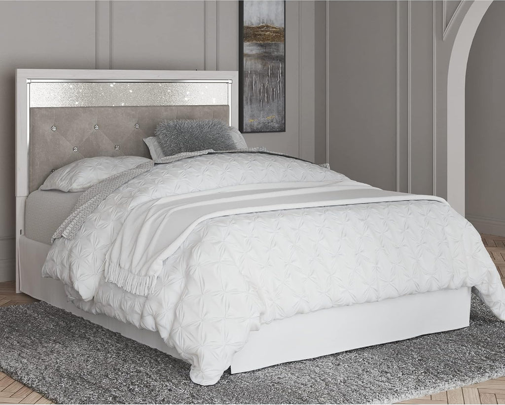 Signature Design by Ashley Altyra Glam Tufted Upholstered Headboard ONLY, Twin, White