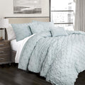 Lush Decor Ravello Pintuck Comforter Set - Luxe 5 Piece Textured Bedding Set - Traditional Glam & Farmhouse Inspired Bedroom Decor - King, Blue
