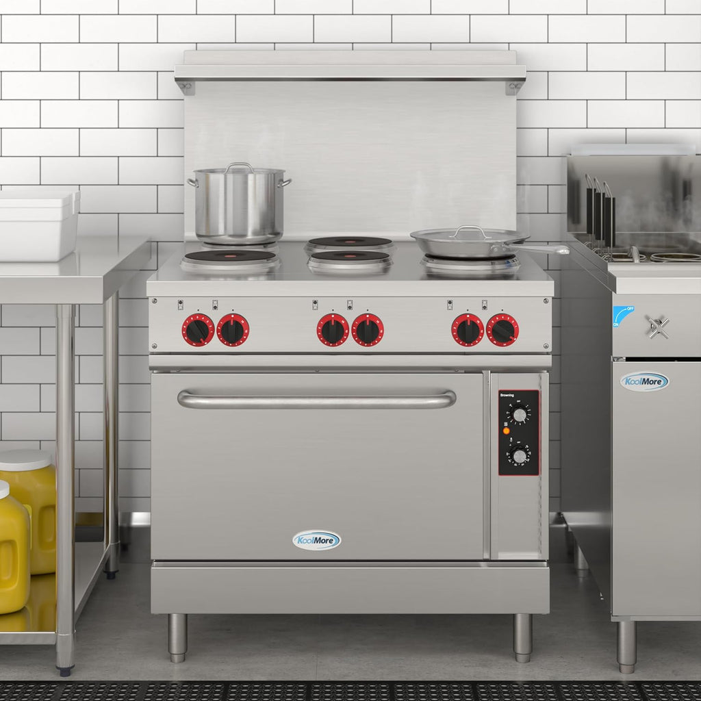KoolMore 36 in. Commercial Electric Range with 6 Burners and 1 Standard Electric Oven in Stainless Steel - 208V 3-Phase, CSA Listed (KM-CR36-E)