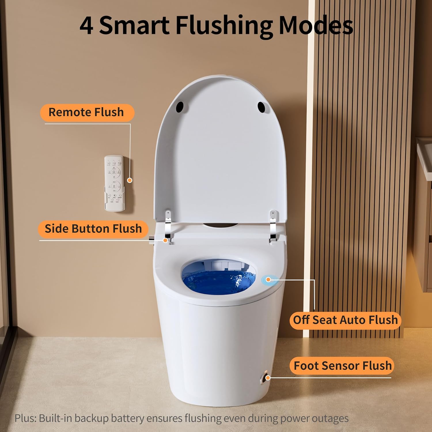 Vipbear Smart Toilet with Built-in Bidet, Bidet Toilet with Heated Seat, Multiple Cleaning Modes, One Piece Toilets with Child Mode, Dual Flush, Warm Water & Dryer, Self-Cleaning Nozzle, Manual Flip