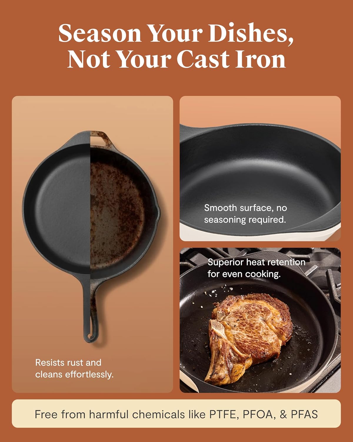 Caraway 4-Piece Enameled Cast Iron Duo - 12' Skillet, 8.5 qt Dutch Oven with Lid and Storage Organizer - Non-Toxic 3-Layer Enamel Coating - No Seasoning Required - Cream