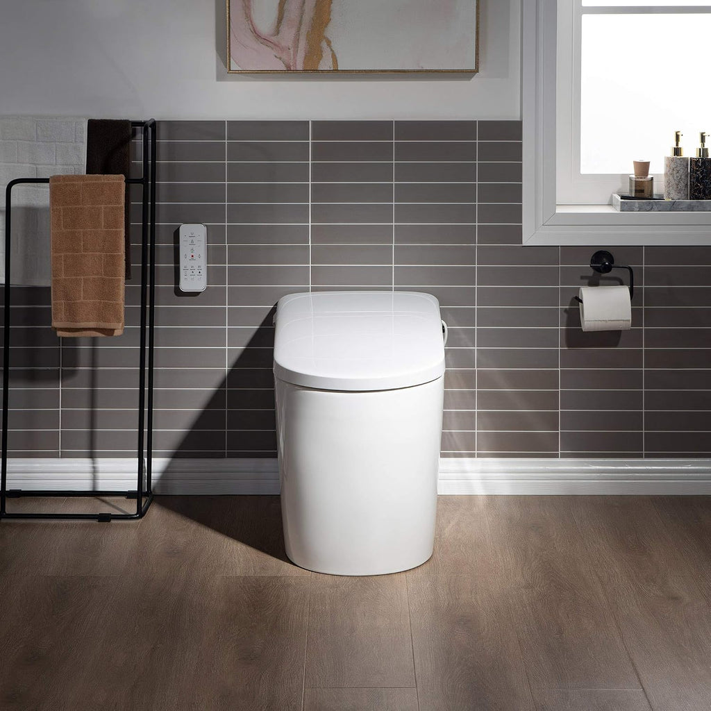 WOODBRIDGE B0980S Intelligent Smart Toilet, Auto Open & Close, Auto Flush,Heated Integrated Multi Function Remote Control, with Advance Bidet and Soft Closing Seat, White