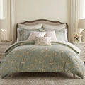 Levtex Home - Lyon Teal Comforter Set - Twin Comforter (68x88in) and 1 Standard Sham (20x26in) - Toile Bird Floral Design - Teal - Reversible - Cotton