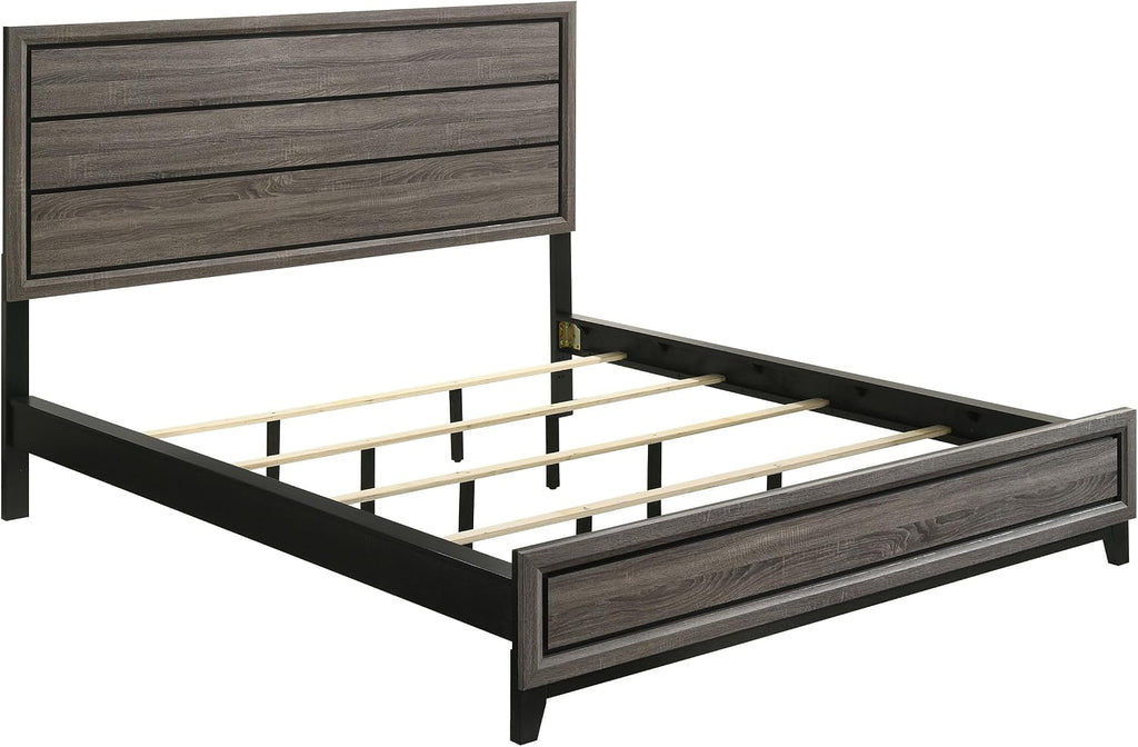 Coaster Home Furnishings - Watson - Wood - 5-Piece Bedroom Set with Panel Headboard and Groove Details - Bedroom - Eastern King Size - Gray Oak - 212421KW-S5