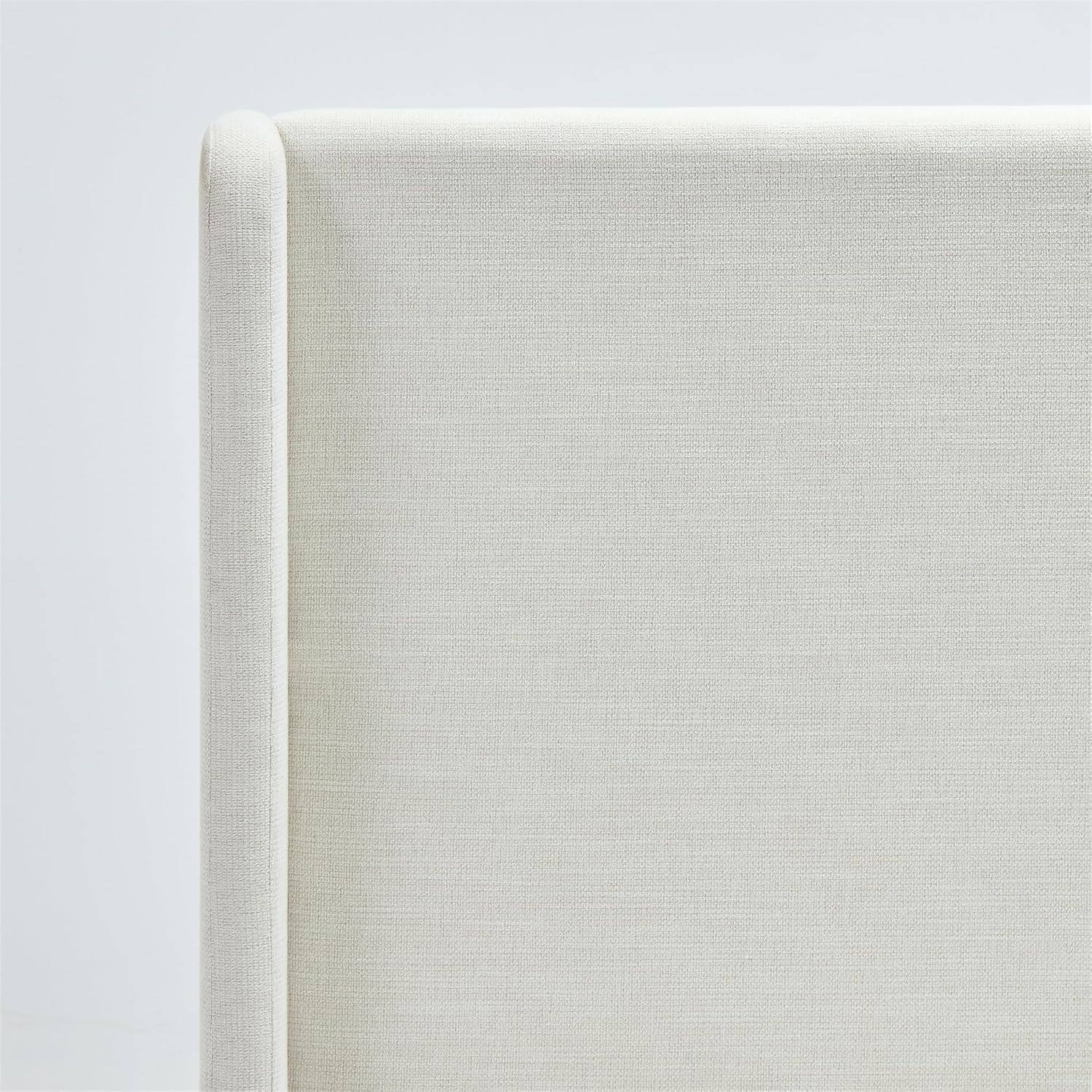 Full Textured Canvas Chenille Bed Frame with 54' Tall Headboard - Ivory Carmen Wingback Upholstered Platform Bed Elegant Simplicity Bedroom Furniture Strong Wood Slats Support No Box Spring Needed