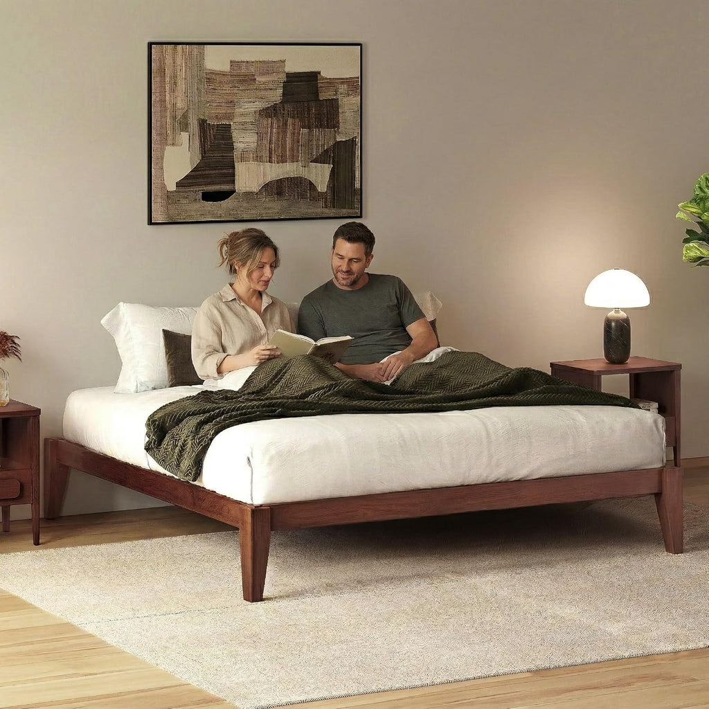 Thor Premium Solid Wood Bed Frame King, Japanese Joinery Bed Frame with Wood Slat Support, Platform Bed, No Box Spring Needed, Easy Assembly, Minimalist & Modern Style (Mahogany)