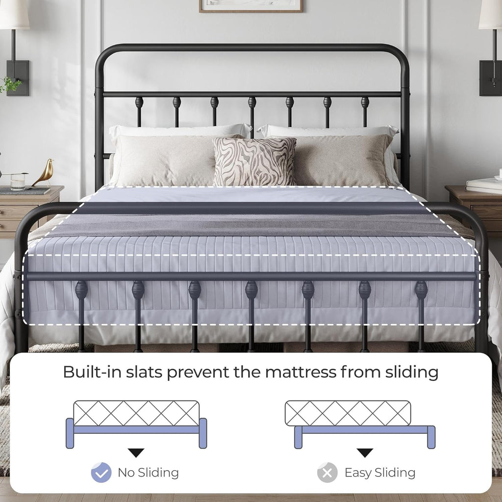 Yaheetech Classic Metal Platform Bed Frame Mattress Foundation with Victorian Style Iron-Art Headboard/Footboard/Under Bed Storage/No Box Spring Needed/Full Size Black