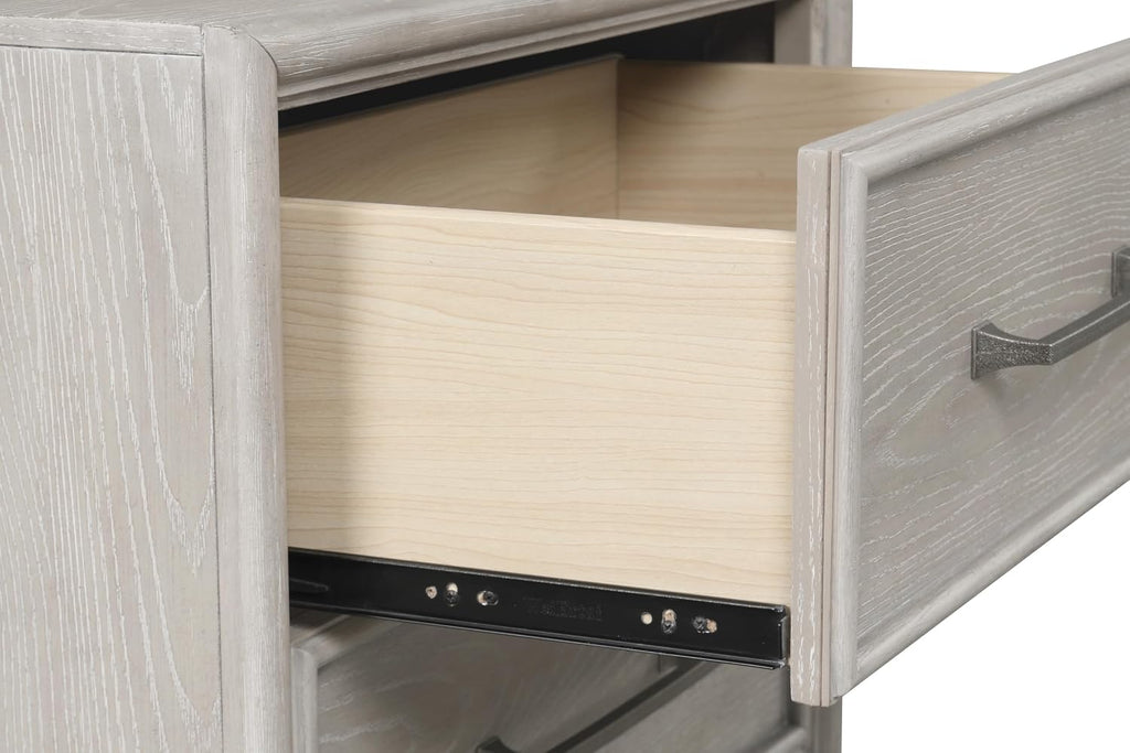Roundhill Furniture Seluna 4-Piece Bedroom Set with Touch LED Lighting, Gray Oak Finish, Queen