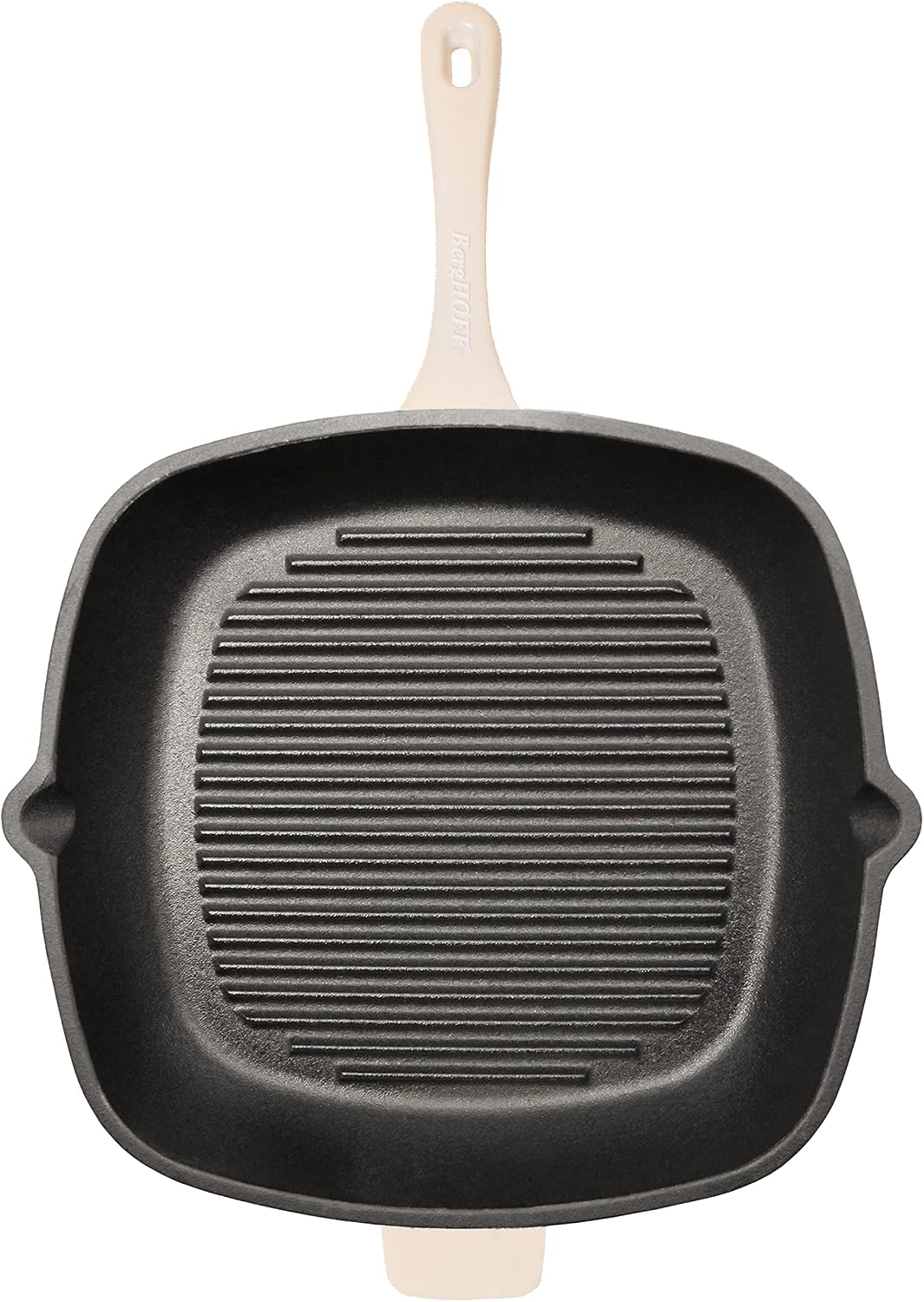 BergHOFF 3Pc Neo Enameled Cast Iron Cookware Set, 3qt. Dutch Oven, Matching Lid, Square Grill Pan 11 Inches, Oven Safe Up To 400°F, Meringue