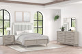 Roundhill Furniture Seluna 4-Piece Bedroom Set with Touch LED Lighting, Gray Oak Finish, Queen