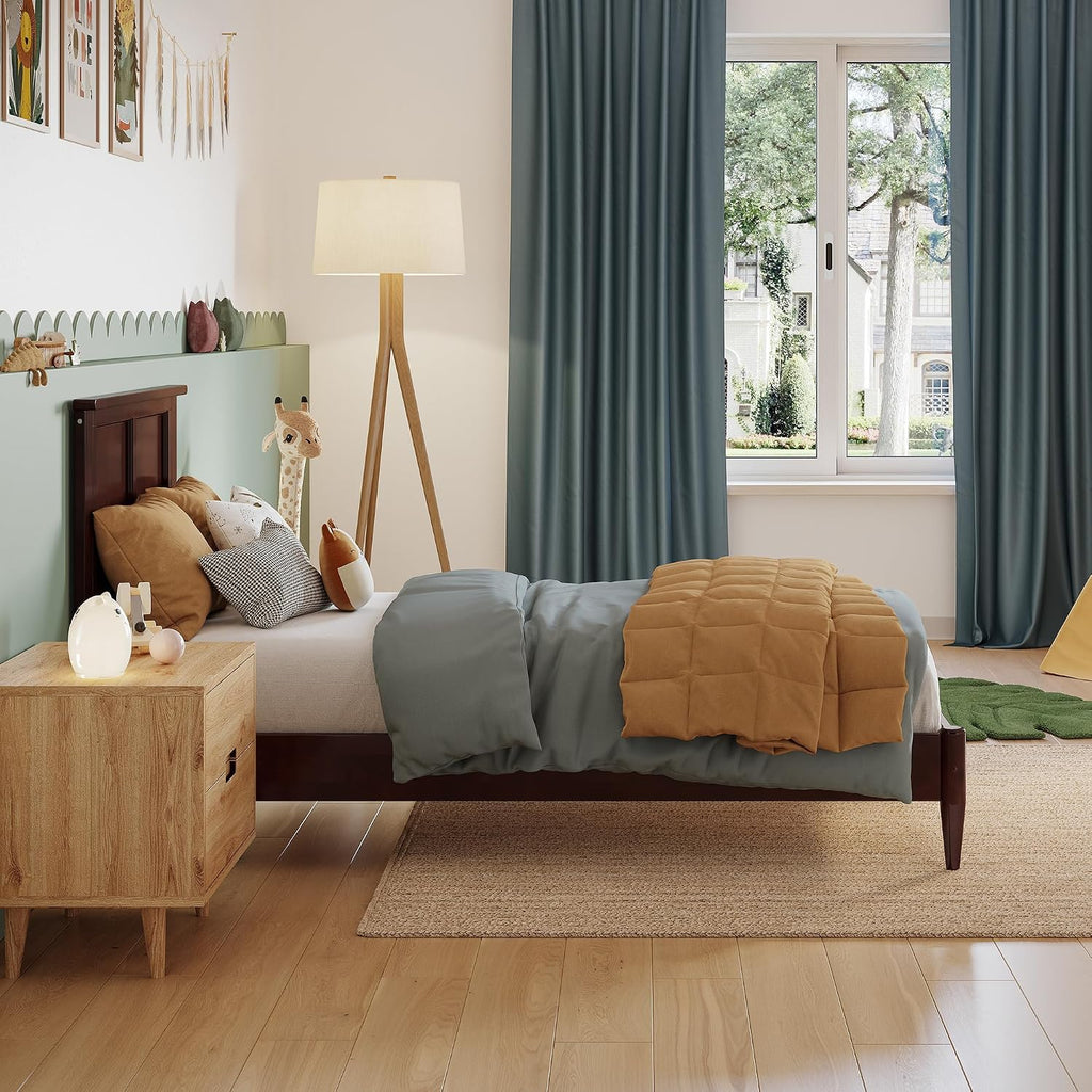 AFI, Charlotte Twin Solid Wood Low Profile Platform Bed, Walnut