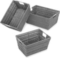 Whitmor 18 Pack Storage Baskets, Large Woven Baskets for Storage Shelves Home, Pantry Baskets Organization and Storage, GREY.