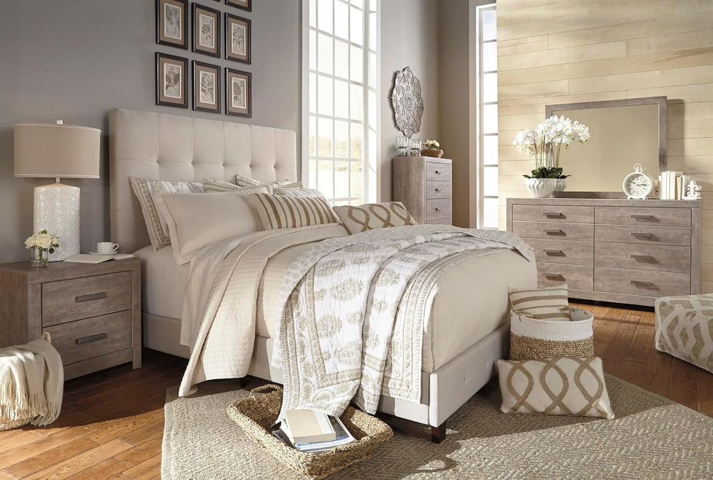 Signature Design by Ashley Culverbach Modern 2 Drawer Nightstand with 2 USB Charging Stations, 24.37' Tall, Weathered Gray