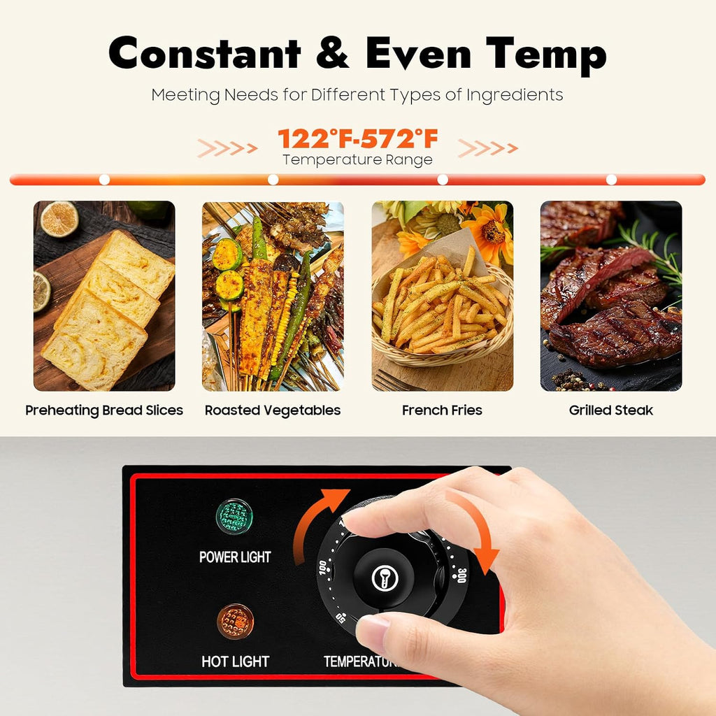 110V Commercial Electric Griddle Countertop Flat Top Grill Stainless Steel Tabletop BBQ Griddle Adjustable Temperature Control Teppanyaki Grill,Without Plug ﻿ (3000W,28.7 * 18.9 * 9.06inch)