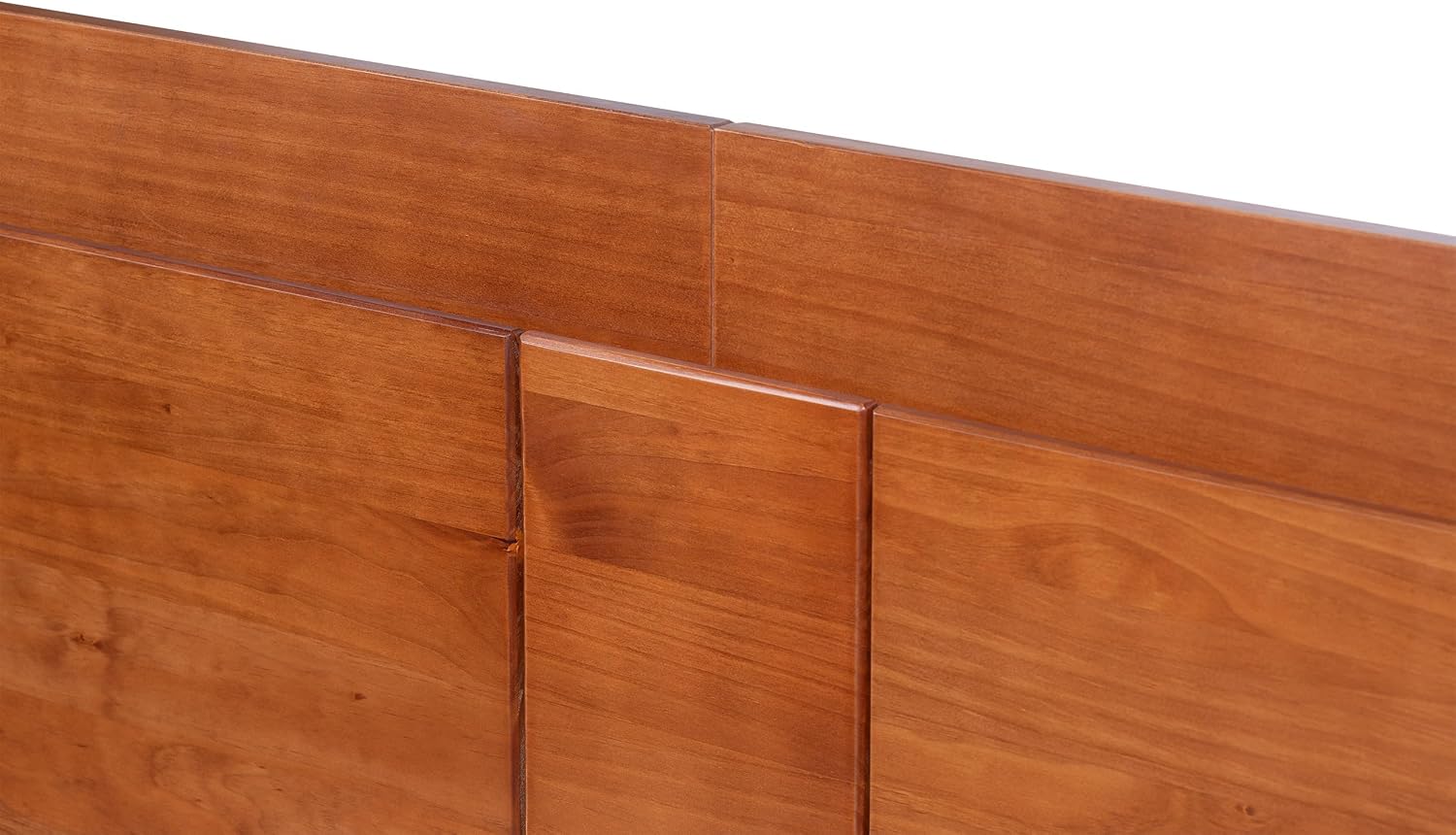 memomad Bali Slim Set: Storage Platform Bed with Drawers + Flat Panel Headboard (Queen Size, Caramel Brown Wood)
