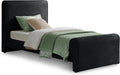Meridian Furniture SloanBlack-T Sloan Collection Modern | Contemporary Velvet Upholstered Twin Bed with Rich Soft Black Velvet, Curved Headboard and Footboard, 44.5' W x 92' D x 45' H, Black, Twin