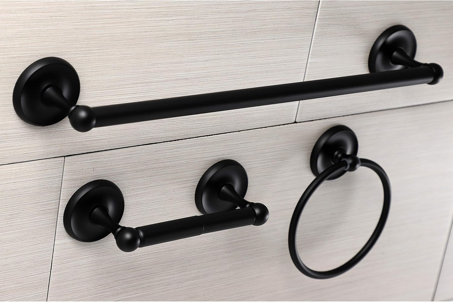 Kingston Brass BAK31248MB Victorian 3-Piece 18-Inch Towel Bar Bathroom Accessory Set in Matte Black